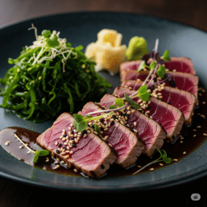 Tataki de Atum com Wakame e Ponzu Artesanal