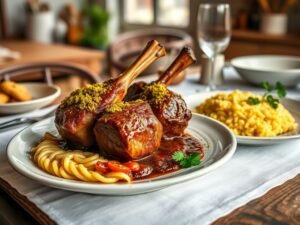 Osso Buco alla Milanese com Risotto de Ouro