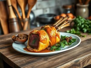 Carré d’Agneau en Croûte com Tapenade de Trufas